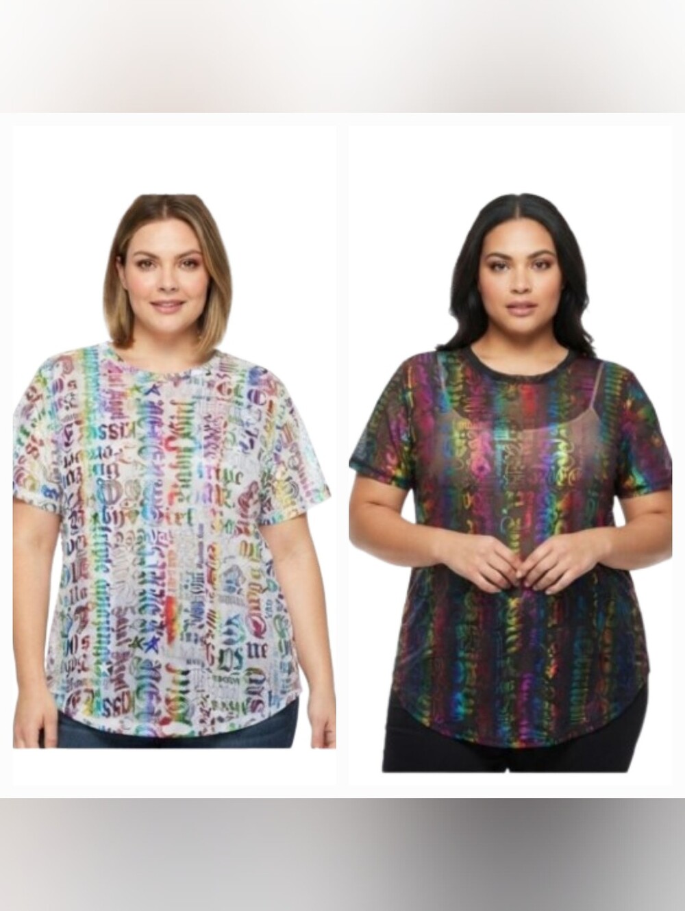 NWT Rouge Y2K Inspired Mesh Graphic Tops